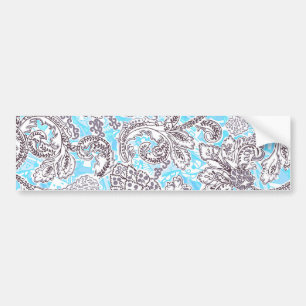 Autocollant De Voiture Beau bleu gris classique floral
