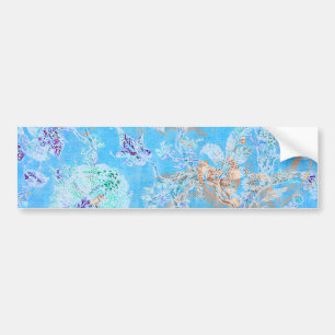 Autocollant De Voiture Beau bleu pastel floral