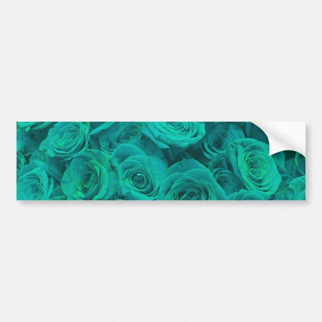 Autocollant De Voiture Beaux roses verts turquoises, fleurs turquoises (Devant)