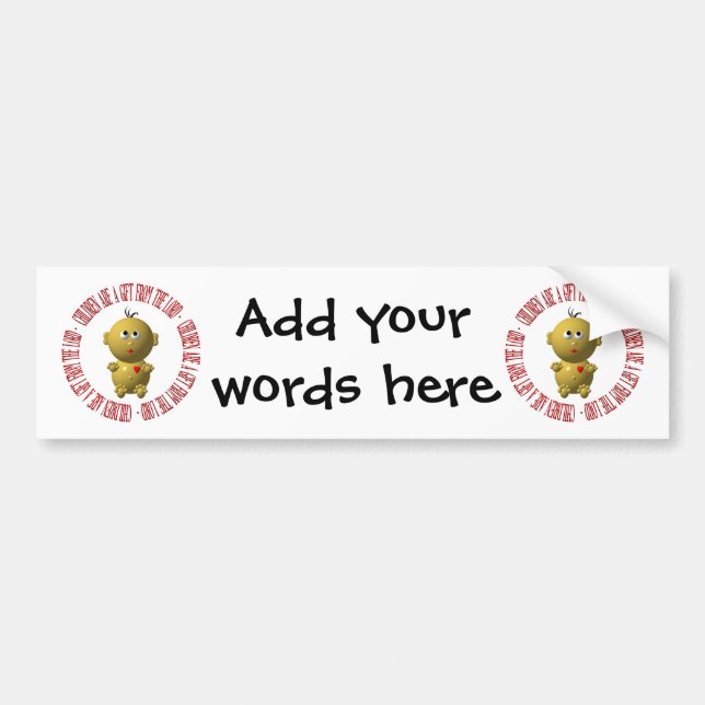 Autocollant De Voiture Bébé avec "Les enfants sont un cadeau du Seigneur" (Devant)