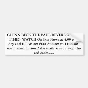 AUTOCOLLANT DE VOITURE BECK PAUL REVERE DE NOTRE TEMPS ! !  MONTRE…