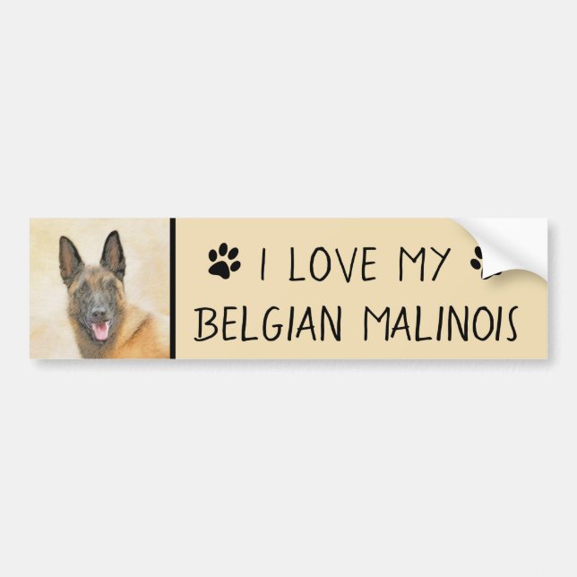 Autocollant De Voiture Belgian Malinois Painting - Cute Original Dog Art (Devant)