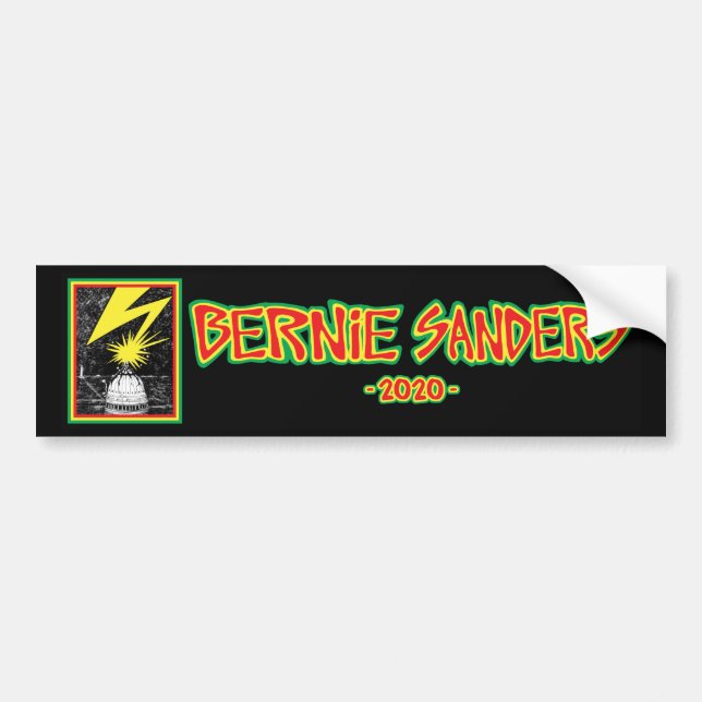 Autocollant De Voiture Bernie Sanders 2020 D.C. Lightning Strike (Devant)