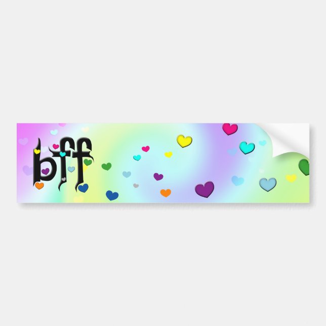 Autocollant De Voiture bff ~ coeurs (Devant)