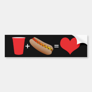 Autocollant De Voiture bière + hot-dogs = amour