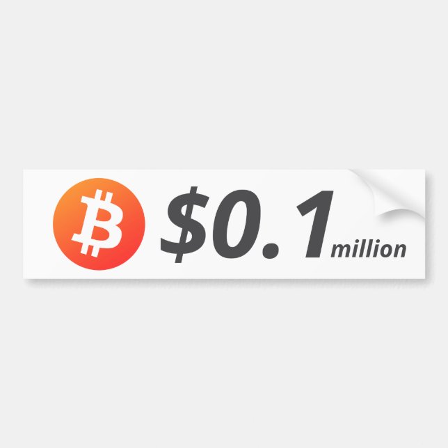 Autocollant De Voiture Bitcoin 0,1 M$ (100 K$) Un Million (Devant)