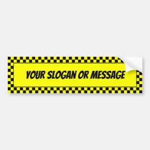 Autocollant De Voiture Black and Yellow Checkers Border Your Slogan
