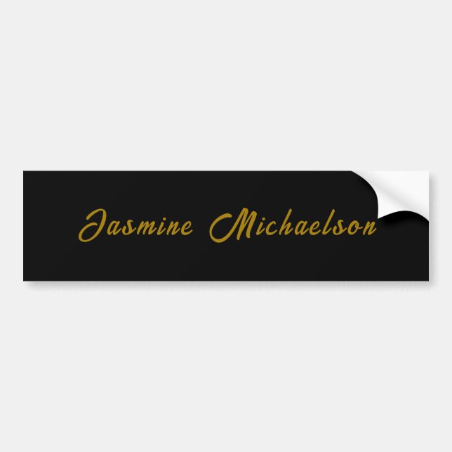 Autocollant De Voiture Black & Gold Calligraphy Minimalist Own Name (Devant)