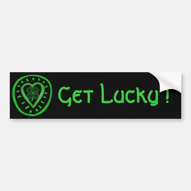 Autocollant De Voiture Black Heart Clover Get lucky Bumper St Patrick (Devant)