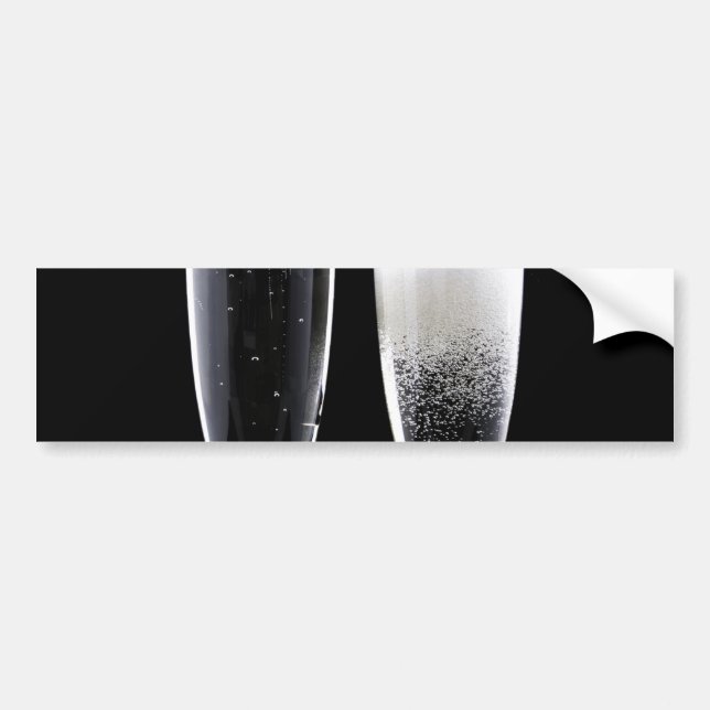 Autocollant De Voiture Black White Champagne Bouteille Festive Lunettes d (Devant)