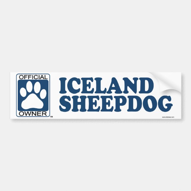 Autocollant De Voiture Bleu de chien de berger de l'Islande (Devant)