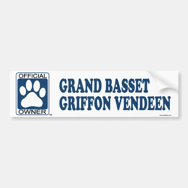 Autocollant De Voiture Bleu grand de Vendeen de griffon de basset (Devant)