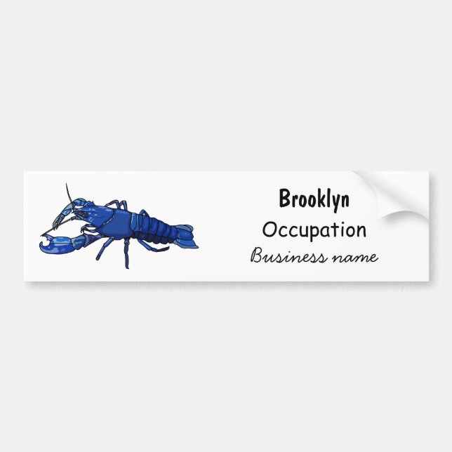 Autocollant De Voiture Blue marron crayfish cartoon illustration (Devant)