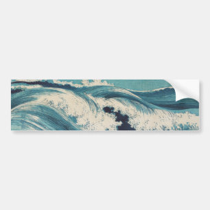 Autocollant De Voiture Blue Ocean Waves Bois japonais
