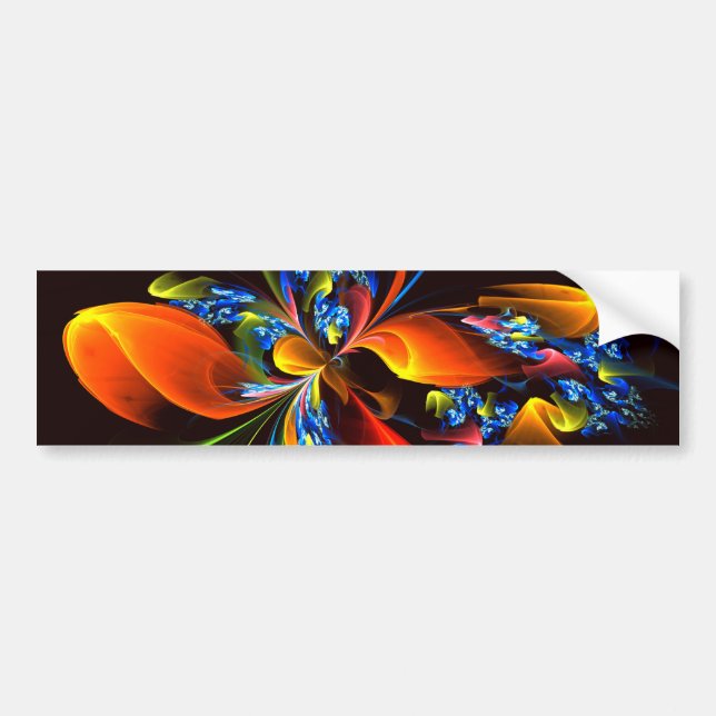 Autocollant De Voiture Blue Orange Floral Moderne Art Abstrait Motif #03 (Devant)