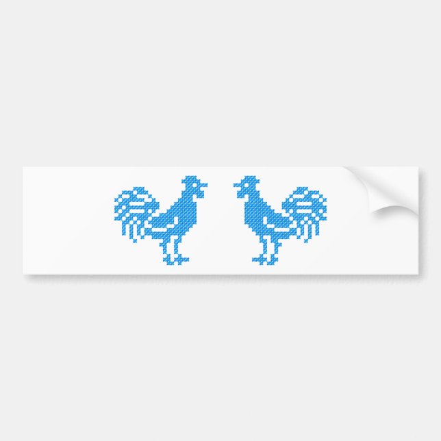 Autocollant De Voiture Blue Rooster cross-stitch (Devant)