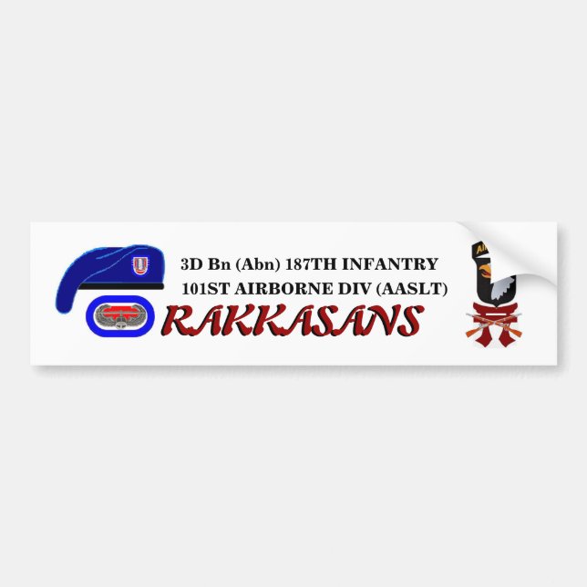 Autocollant De Voiture BN 3D (Abn) 187TH Inf RAKKASANS Bumper Sticker (Devant)