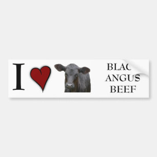 Autocollant De Voiture Boeuf noir d'Angus - conception de coeur d'amour