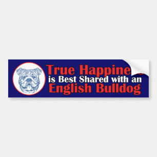 Autocollant De Voiture Bonheur vrai avec un bouledogue anglais