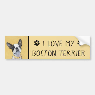 Autocollant De Voiture Boston Terrier Peinture - Cute Original Chien Art