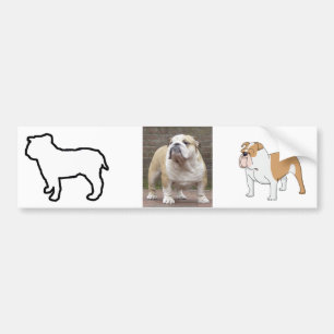 Autocollant De Voiture Bouledogue Silhouette Blanche