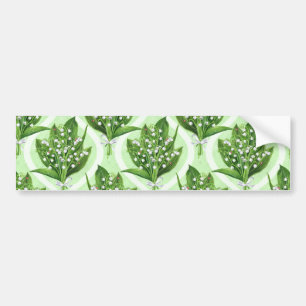 Autocollant De Voiture Bouquet de lys de la vallée fleurs sur vert
