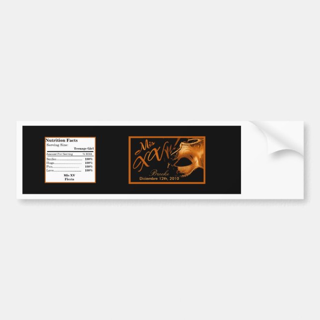 Autocollant De Voiture Bouteille d'eau Étiquette Mis XV Orange Noir (Devant)