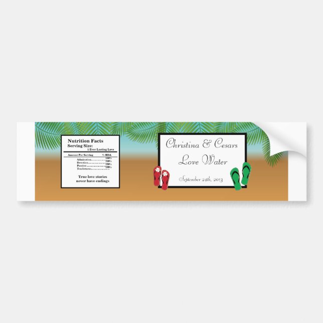 Autocollant De Voiture Bouteille D'Eau Étiquette Ses Sandales Sur Plam Pl (Devant)