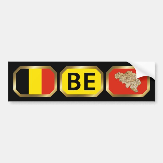 Autocollant De Voiture Bouton du code de la carte du drapeau de la Belgiq (Devant)