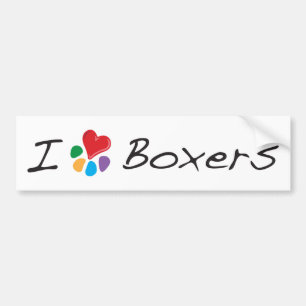 Autocollant De Voiture Boxeurs animaux de coeur de Lover_I