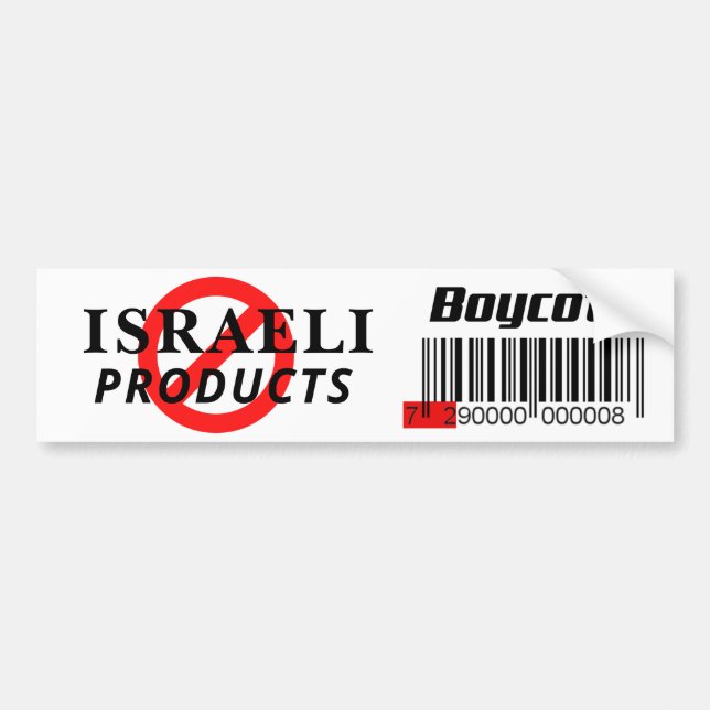 AUTOCOLLANT DE VOITURE BOYCOTT PRODUITS ISRAÉLIENS (Devant)