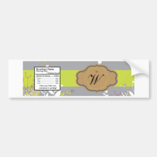 Autocollant De Voiture Brown et Gris Floral Mariage Étiquette de bouteill