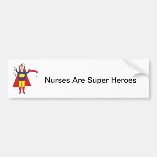 Autocollant De Voiture Brunette Nurses Super Hero Bumper Sticker (Devant)