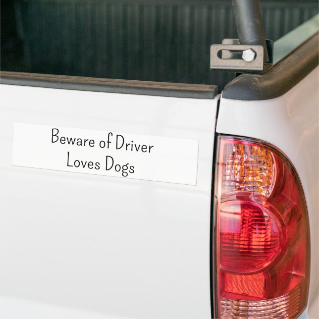 Autocollant De Voiture Bumper Sticker Beware of Driver Loves Dogs  (Sur camion)