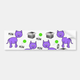 Autocollant De Voiture Bumper Sticker Chat Violet Kittens Meow