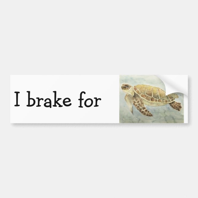 Autocollant De Voiture Bumper Sticker - Je freine pour les tortues de mer (Devant)