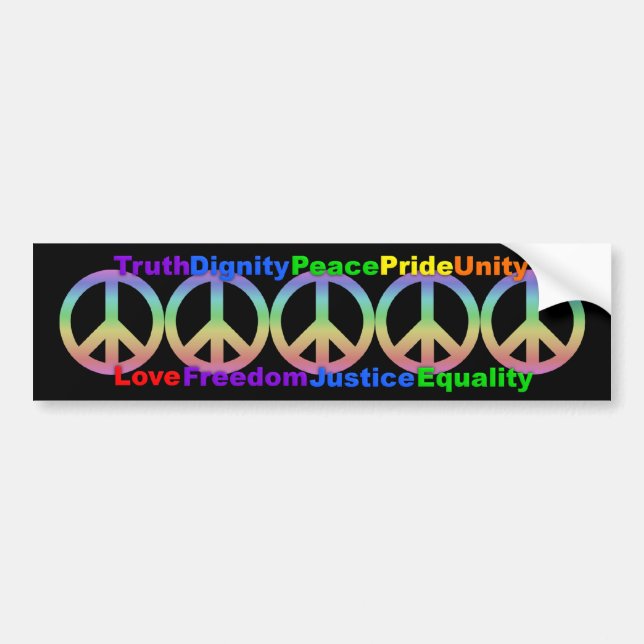 Autocollant De Voiture Bumpersticker Rainbow Values (Devant)