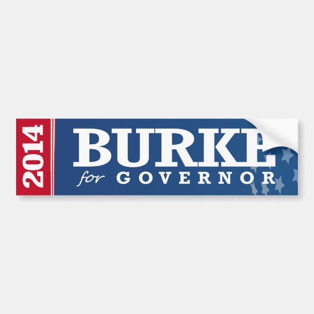 AUTOCOLLANT DE VOITURE BURKE POUR LE GOUVERNEUR 2014 (Devant)