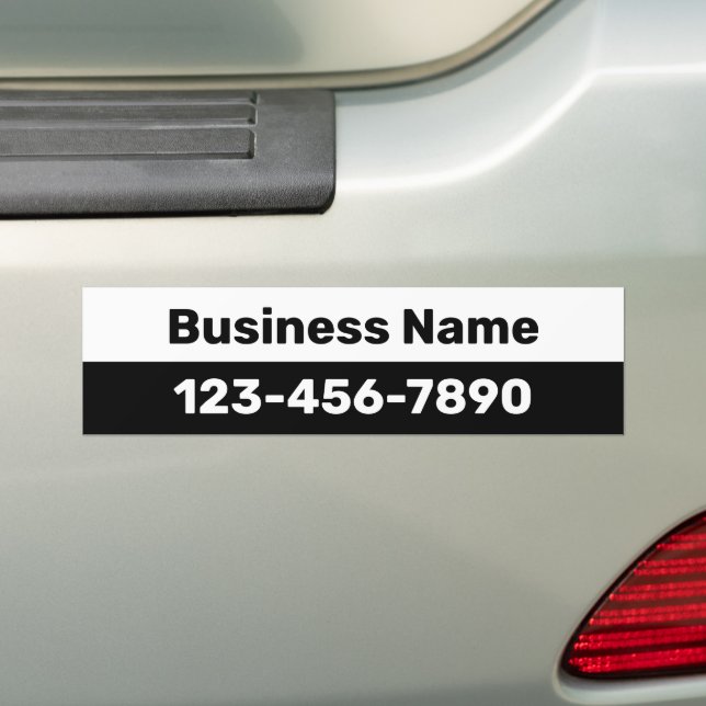 Autocollant De Voiture Business Name Phone Number Black and White (En voiture)