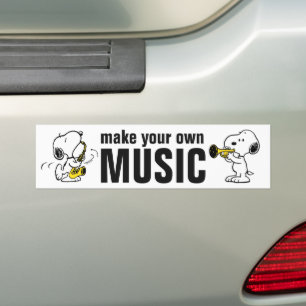 Autocollant De Voiture cacahuètes   Lecteur Snoopy Saxophone