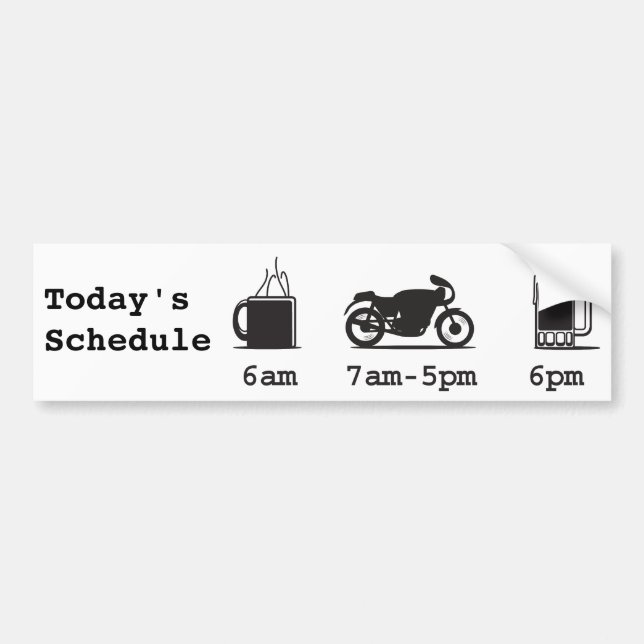 Autocollant De Voiture Café, 2wheels, et bière - programme d'aujourd'hui (Devant)