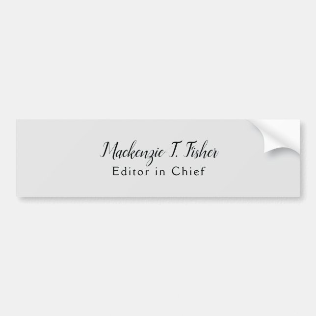 Autocollant De Voiture Calligraphie classique Élégante Plaque Gris simple (Devant)