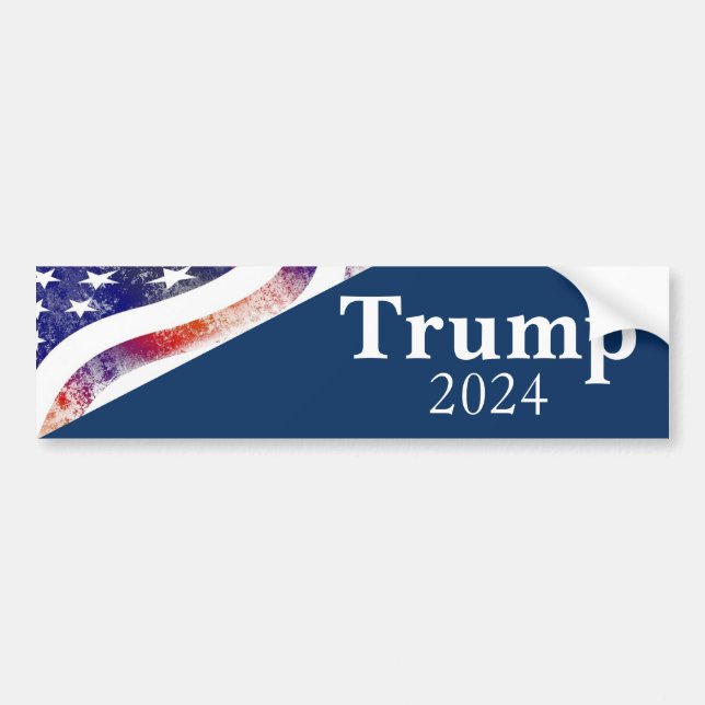 Autocollant De Voiture Campagne Drapeau Bleu Trump 2024 (Devant)