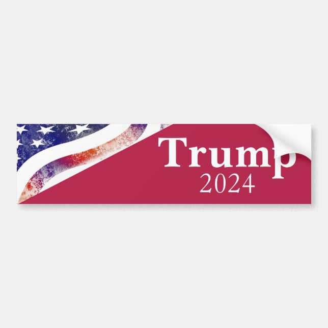 Autocollant De Voiture Campagne Red Trump 2024 - Drapeau américain (Devant)