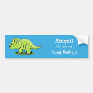 Autocollant De Voiture Caricature de dinosaure de triceratops vert mignon