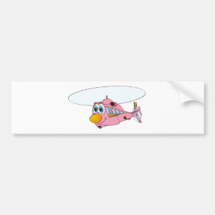 Autocollant De Voiture Caricature d'hélicoptère rose