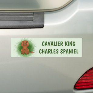Autocollant De Voiture Carlin Cavalier King Charles Spaniel Ruby sur fond
