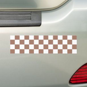 Autocollant De Voiture Carrés Checker mocha brun blanc géométrique rétro