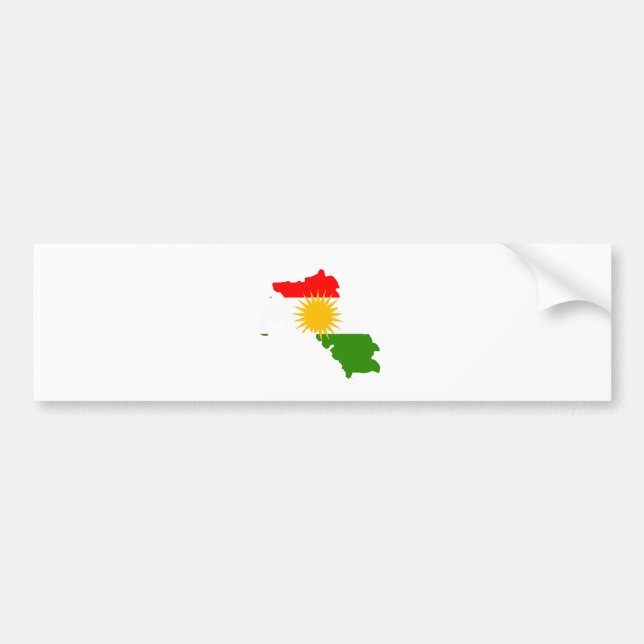 Autocollant De Voiture Carte de drapeau du Kurdistan normale (Devant)