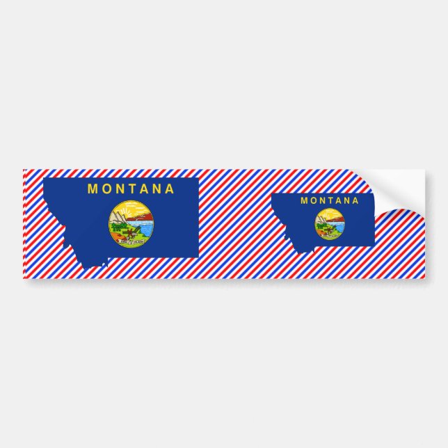 Autocollant De Voiture Carte de drapeau du Montana (Devant)